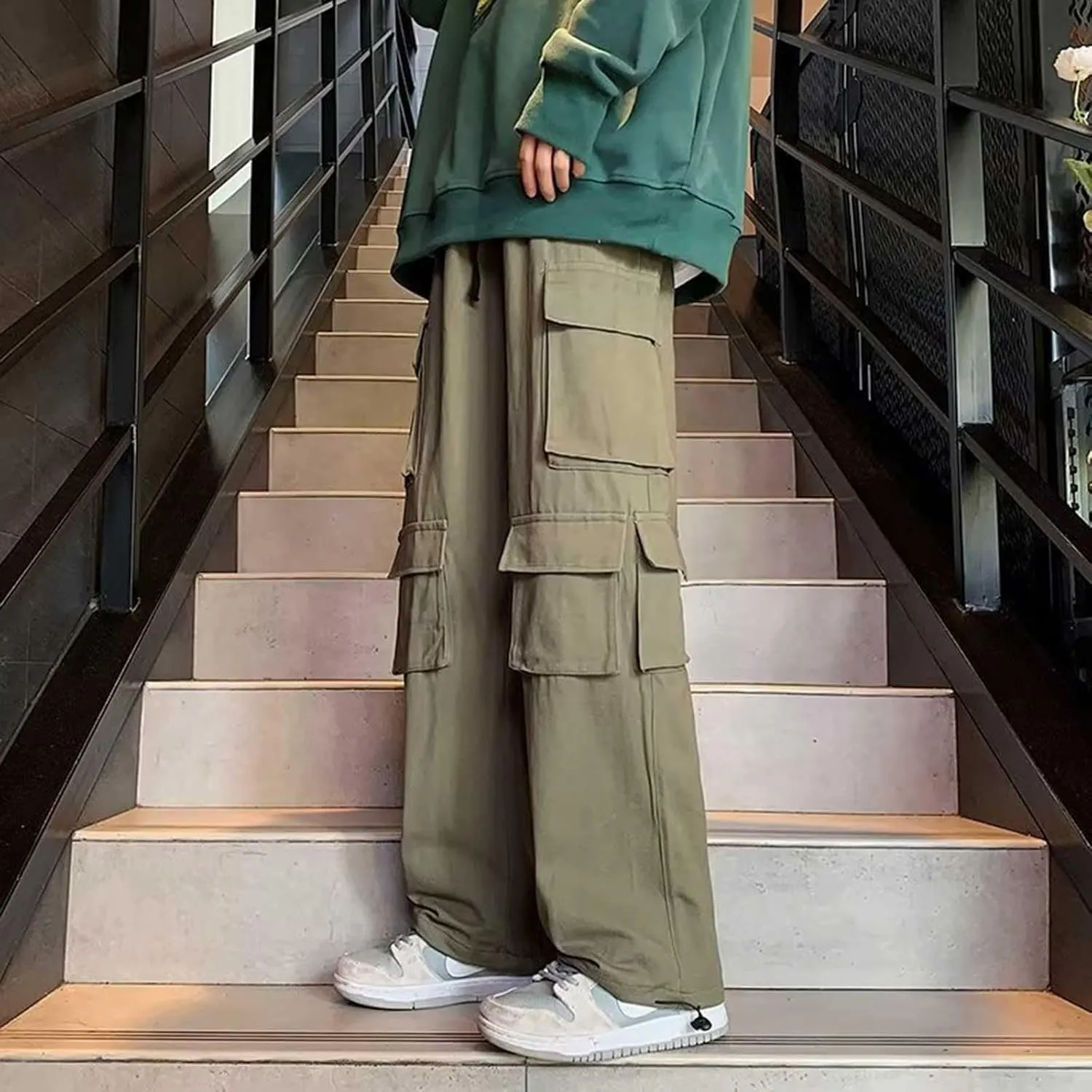 2023 Mens Cargo Pants Plus Size Elastic Waist Baggy Sweatpants for Men Casual Trousers Lightweight Jogger Pant Sweatpants
