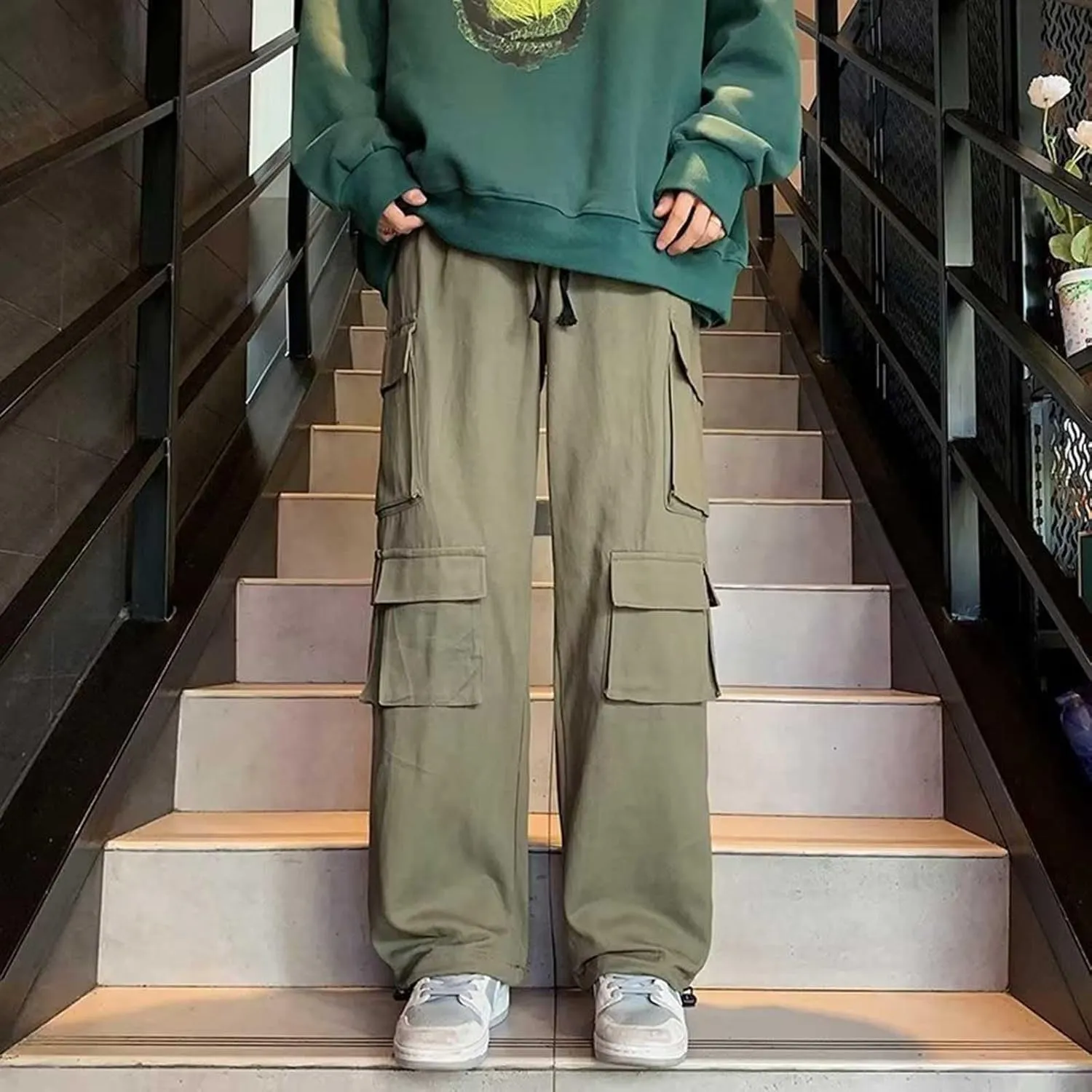 2023 Mens Cargo Pants Plus Size Elastic Waist Baggy Sweatpants for Men Casual Trousers Lightweight Jogger Pant Sweatpants