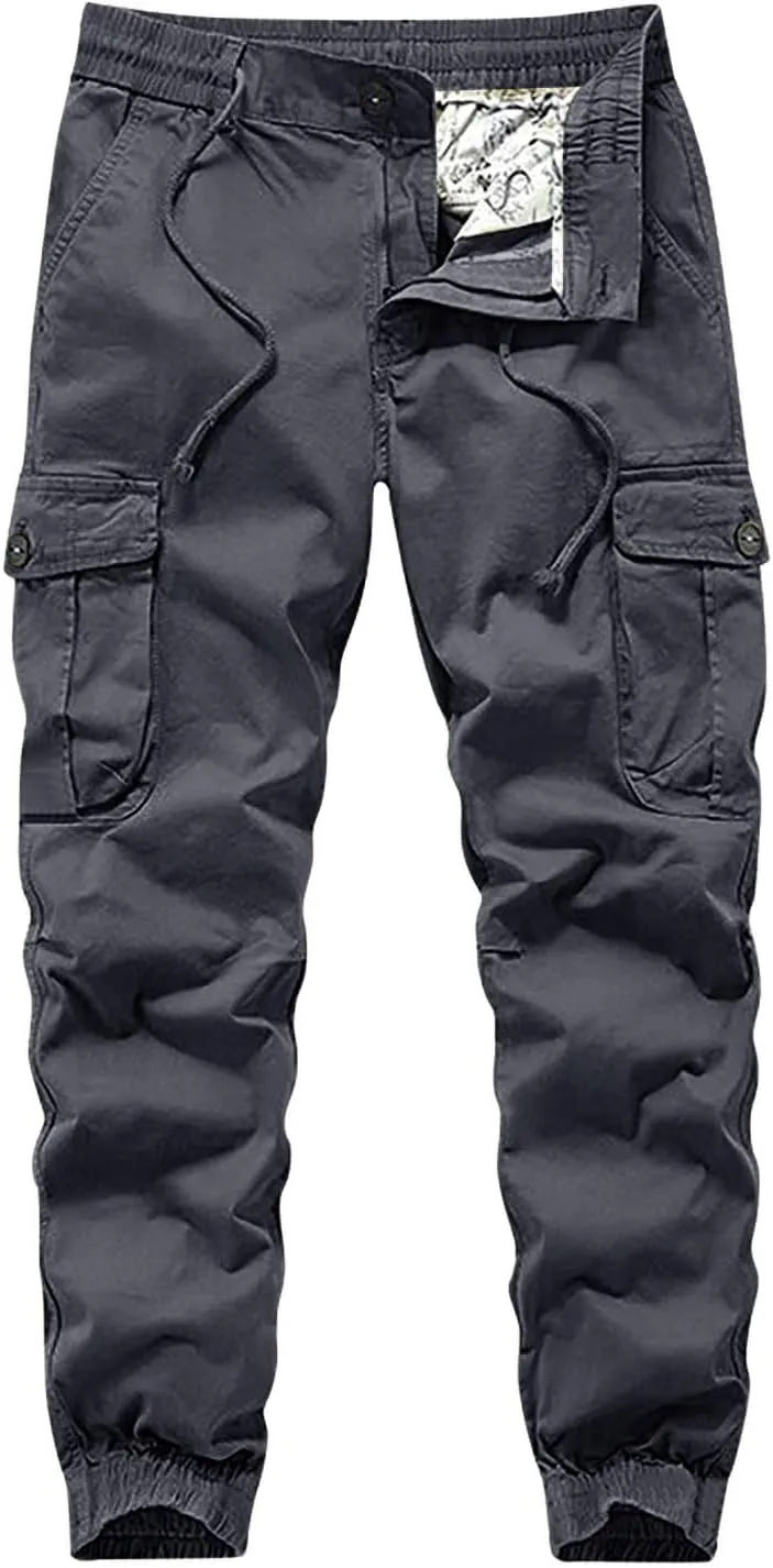 2023 Men's Cargo Pants with Multi Pockets Casual Work Trousers Plus Size Lightweight Jogger Pant Outdoor Hiking Sweatpants