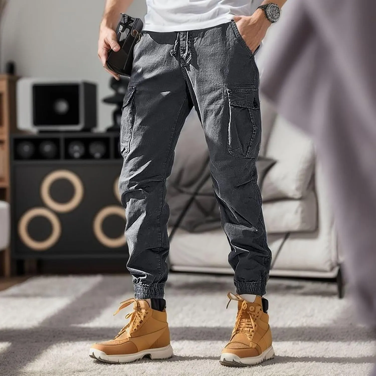 2023 Men's Cargo Pants with Multi Pockets Casual Work Trousers Plus Size Lightweight Jogger Pant Outdoor Hiking Sweatpants