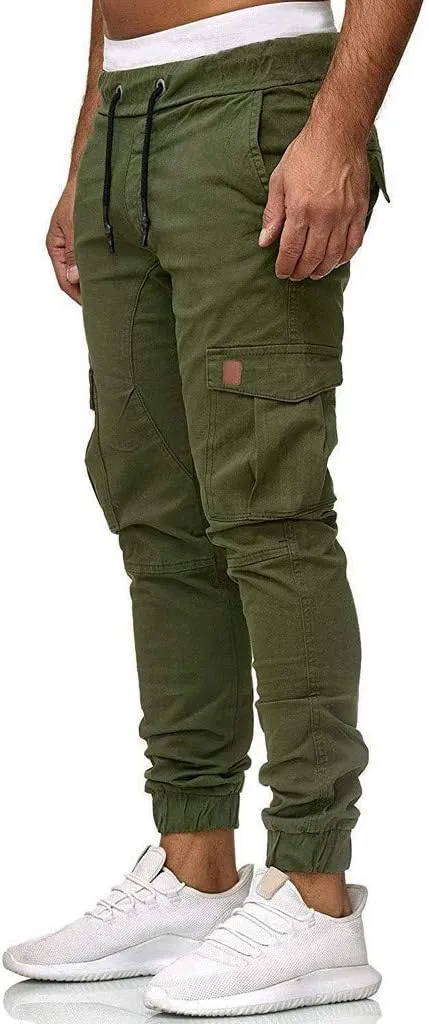 2024 Mens Fashion Joggers Pants Slim Cargo Hiking Pants Drawstring Sports Long Sweatpants Workout Sport Track Trousers