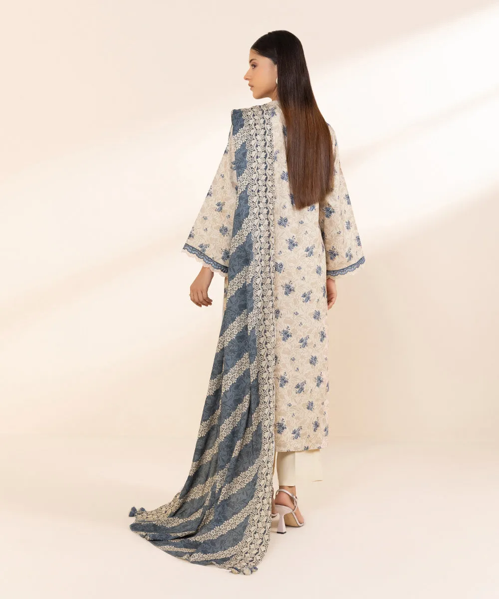 3 Piece - Embroidered Linen Suit