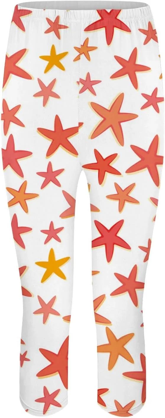 4th of July Capri Leggings for Women High Waist Capris Pant Tummy Control Knee Length Slim Fit Yoga Cropped Trouser