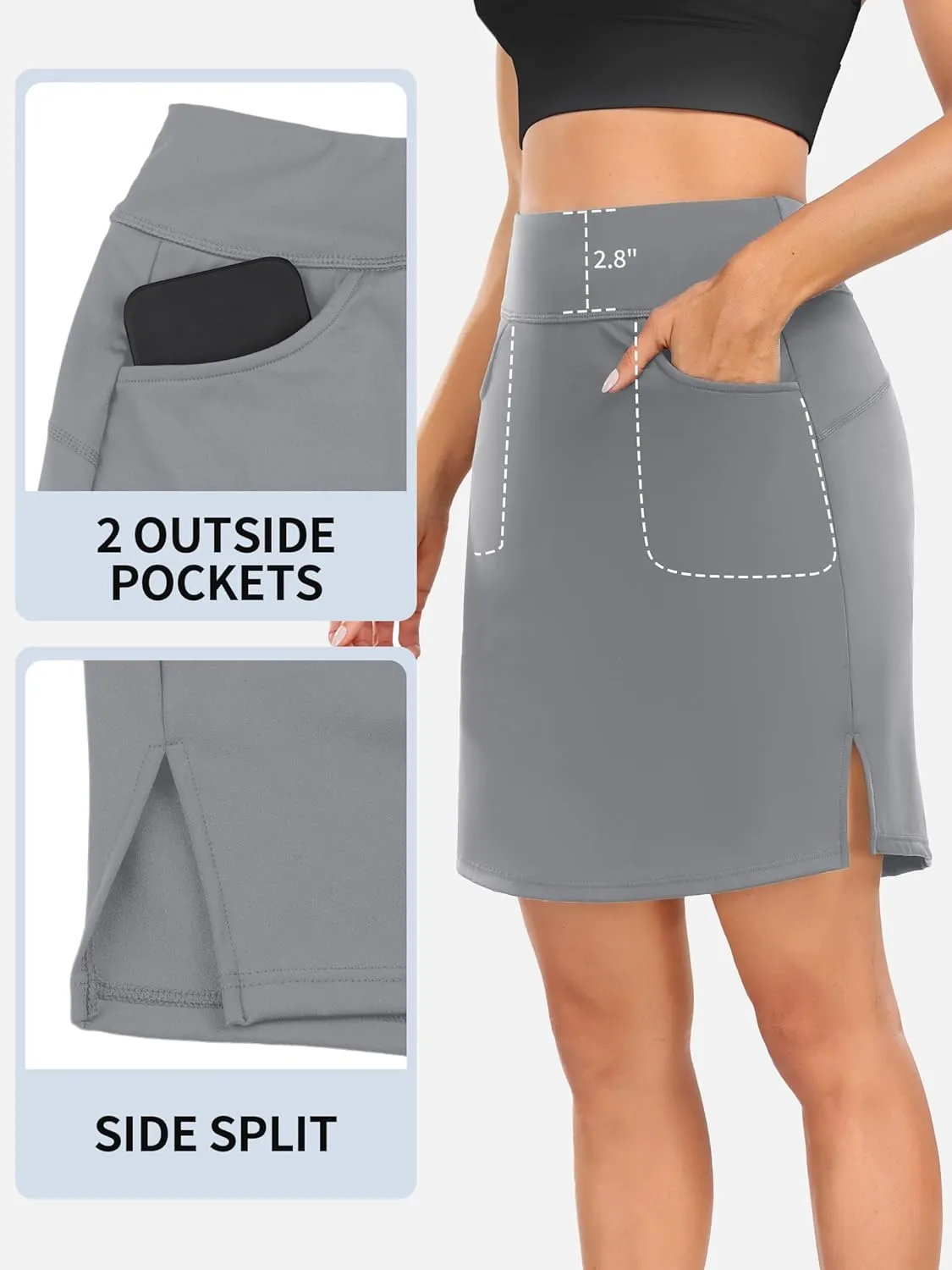 ATTRACO 19" Knee Length Golf Skorts Skirts for Women Tennis Skirt with Shorts Pockets Athletic Workout Skort