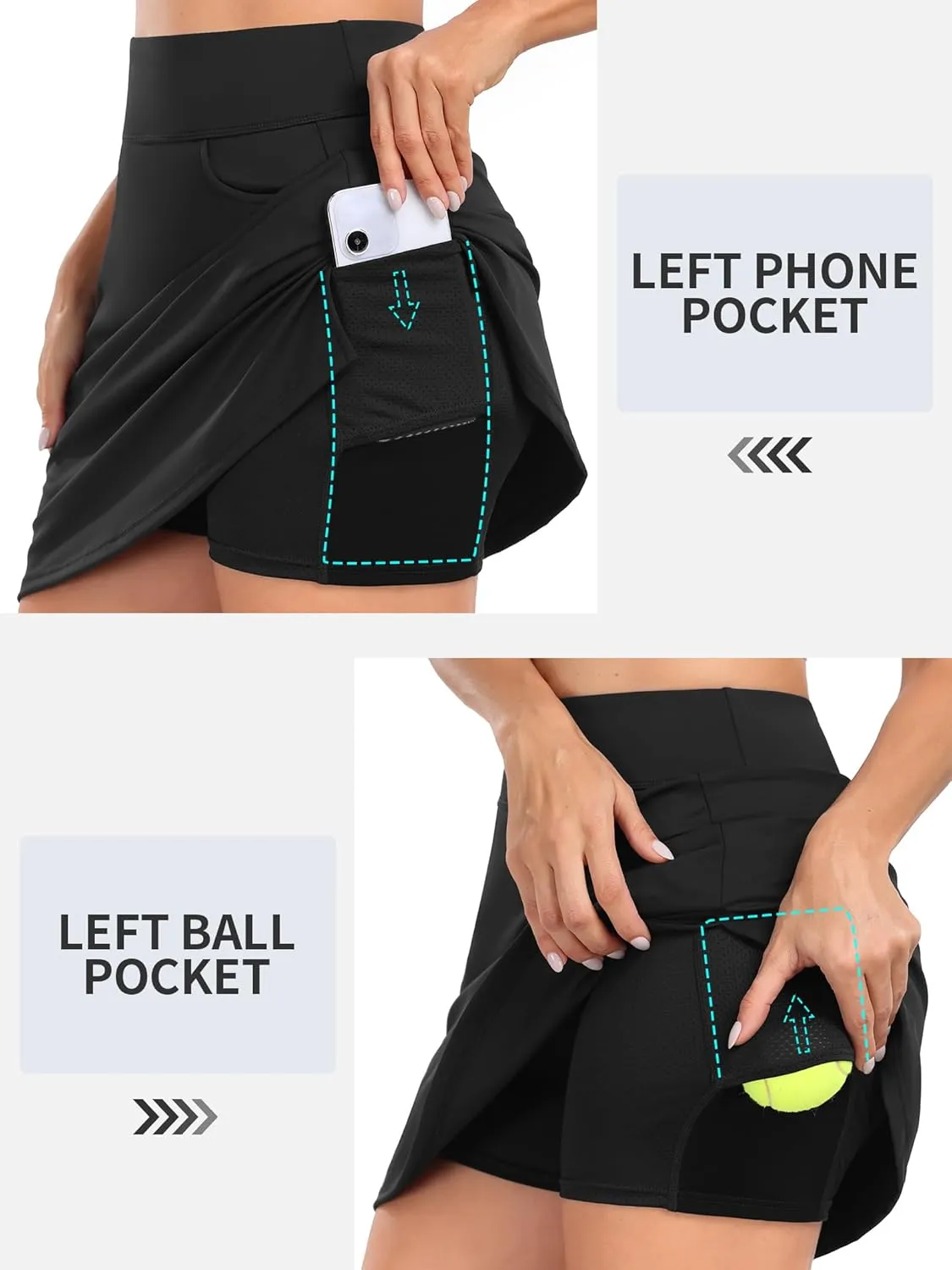 ATTRACO 19" Knee Length Golf Skorts Skirts for Women Tennis Skirt with Shorts Pockets Athletic Workout Skort