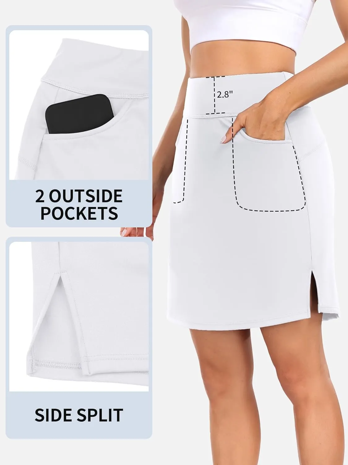 ATTRACO 19" Knee Length Golf Skorts Skirts for Women Tennis Skirt with Shorts Pockets Athletic Workout Skort