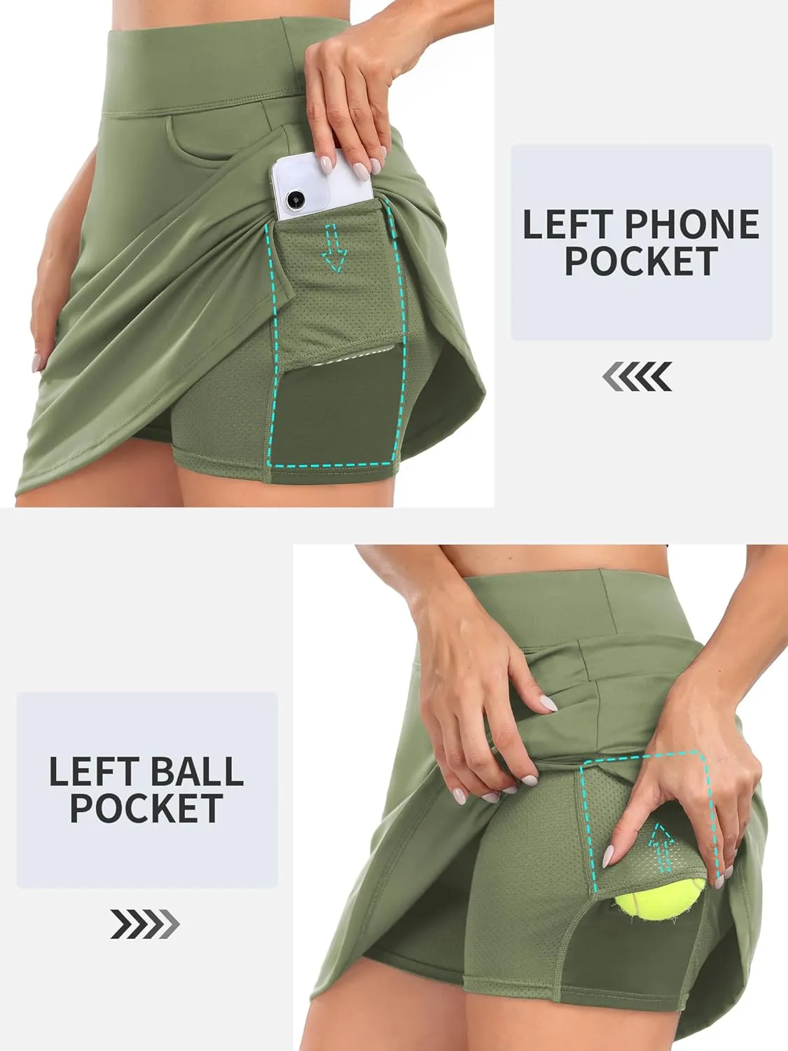 ATTRACO 19" Knee Length Golf Skorts Skirts for Women Tennis Skirt with Shorts Pockets Athletic Workout Skort