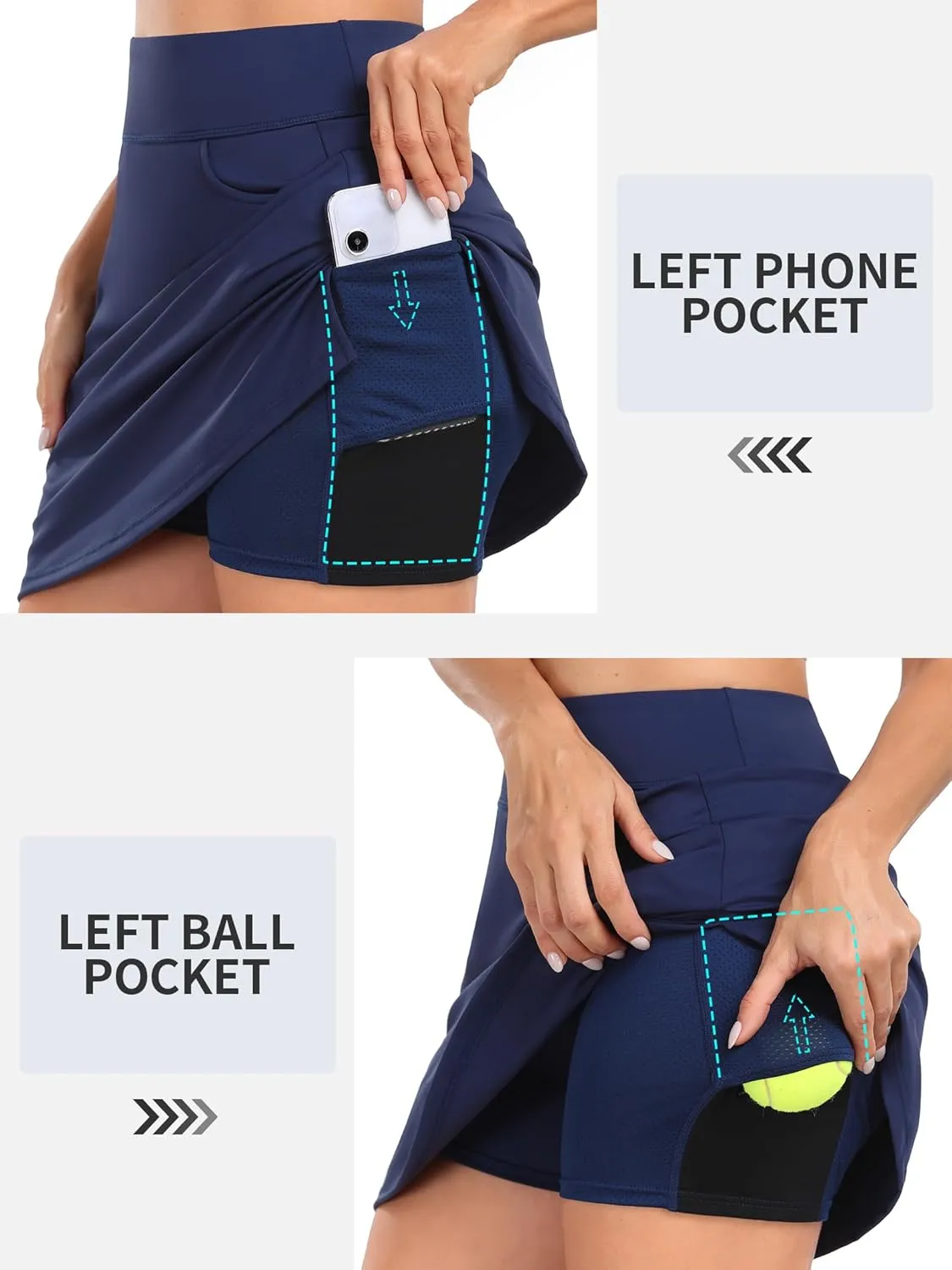 ATTRACO 19" Knee Length Golf Skorts Skirts for Women Tennis Skirt with Shorts Pockets Athletic Workout Skort