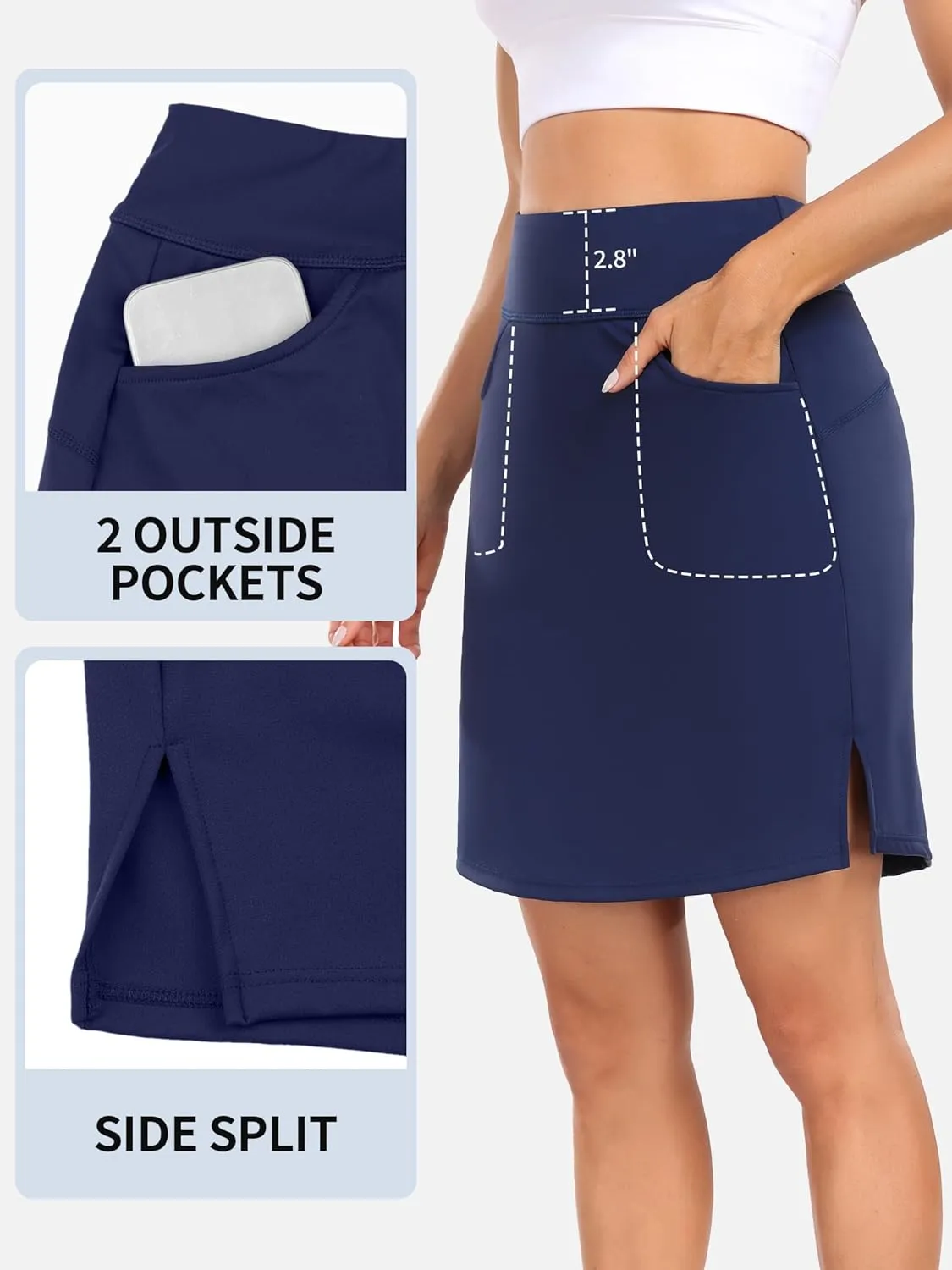 ATTRACO 19" Knee Length Golf Skorts Skirts for Women Tennis Skirt with Shorts Pockets Athletic Workout Skort