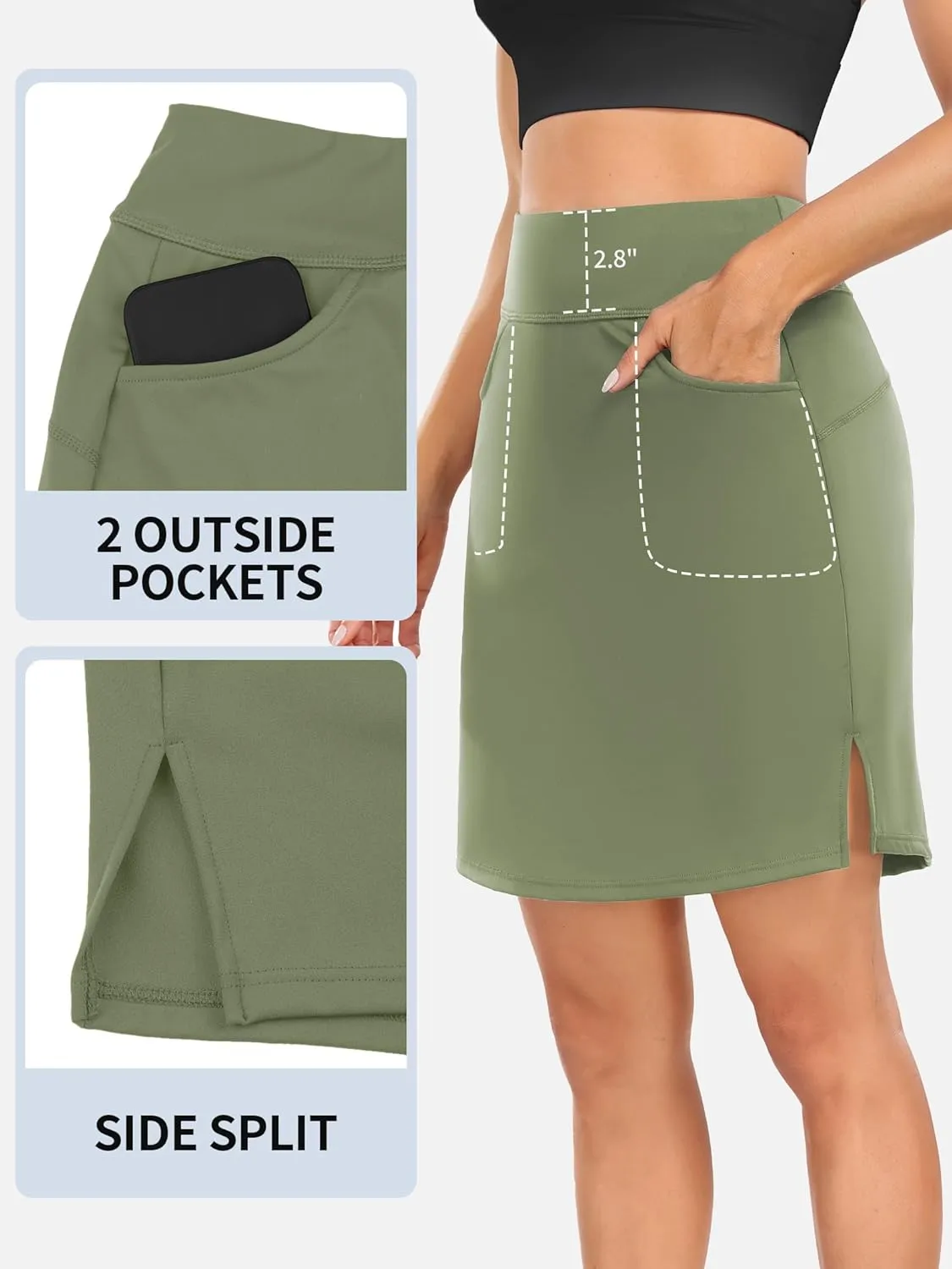 ATTRACO 19" Knee Length Golf Skorts Skirts for Women Tennis Skirt with Shorts Pockets Athletic Workout Skort