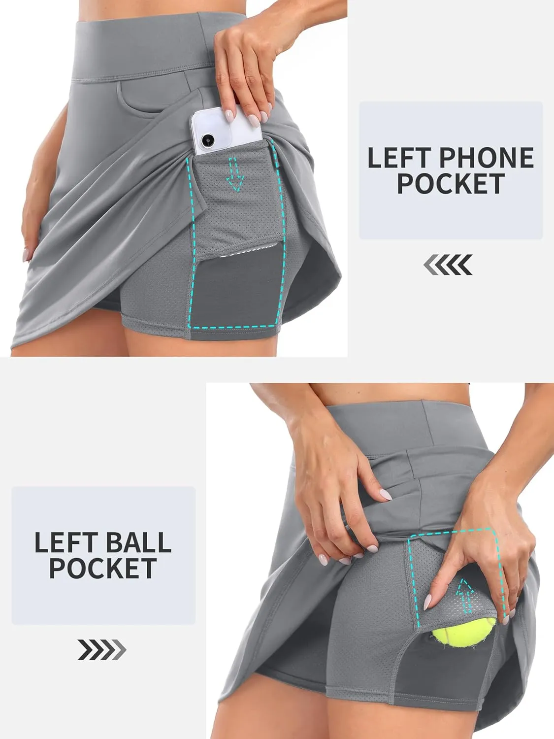 ATTRACO 19" Knee Length Golf Skorts Skirts for Women Tennis Skirt with Shorts Pockets Athletic Workout Skort