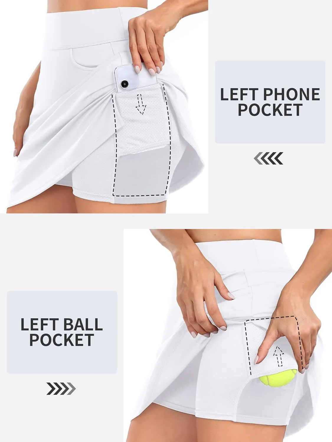 ATTRACO 19" Knee Length Golf Skorts Skirts for Women Tennis Skirt with Shorts Pockets Athletic Workout Skort