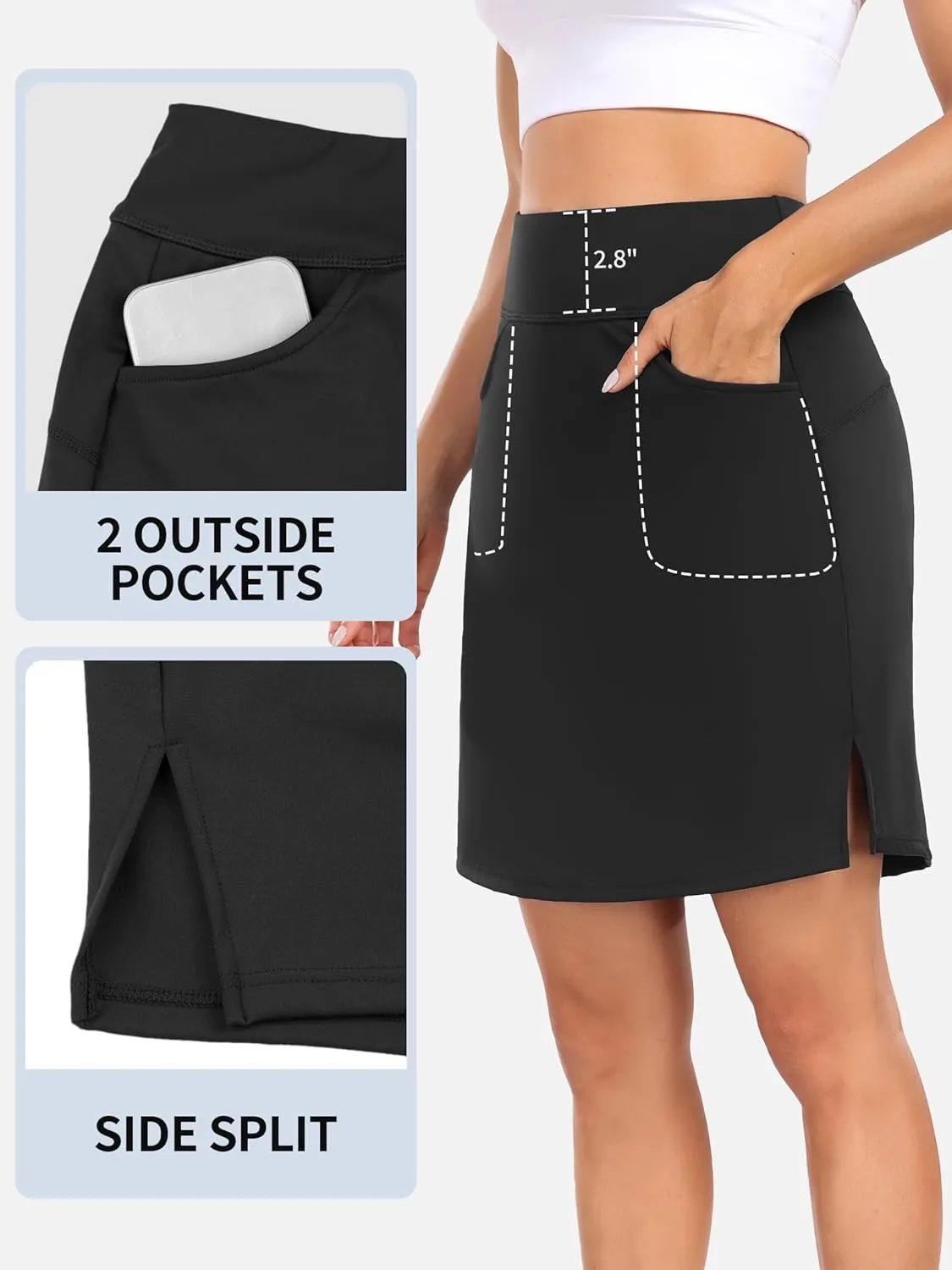 ATTRACO 19" Knee Length Golf Skorts Skirts for Women Tennis Skirt with Shorts Pockets Athletic Workout Skort