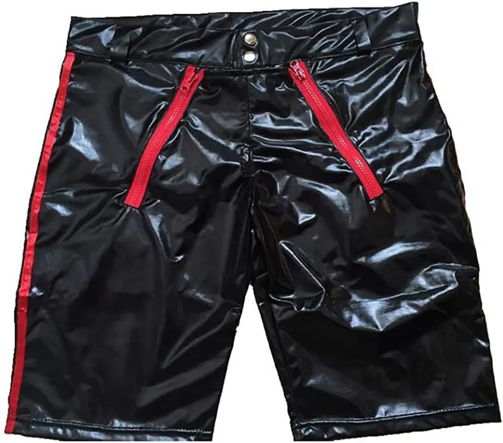Black Sexy PU Faux Leather Lingerie Boxers Shorts - Men Gay Short Pants Erotic