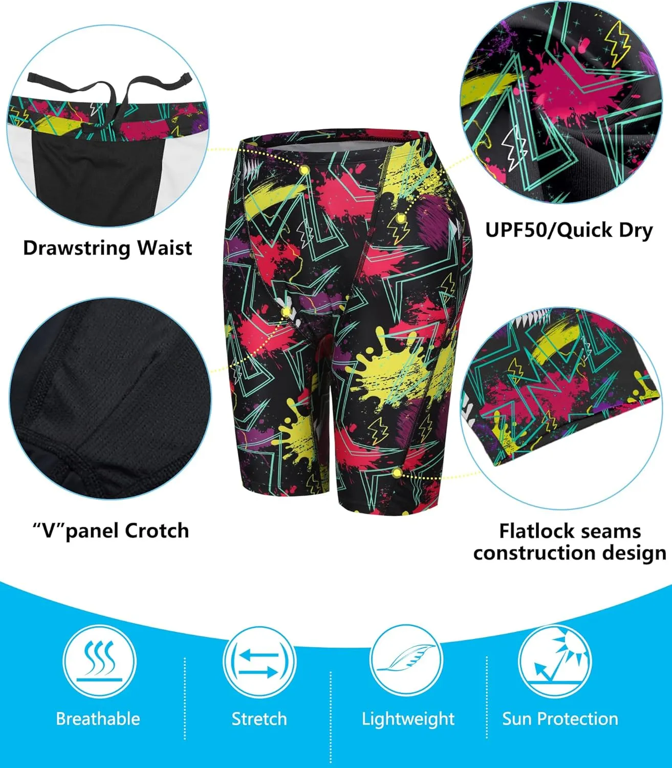 Boys Swim Jammers - Youth Competitive Swim Racing Team Swimming Shorts Swimsuit Trunks Bathing Suit Quick Dry UPF 50 