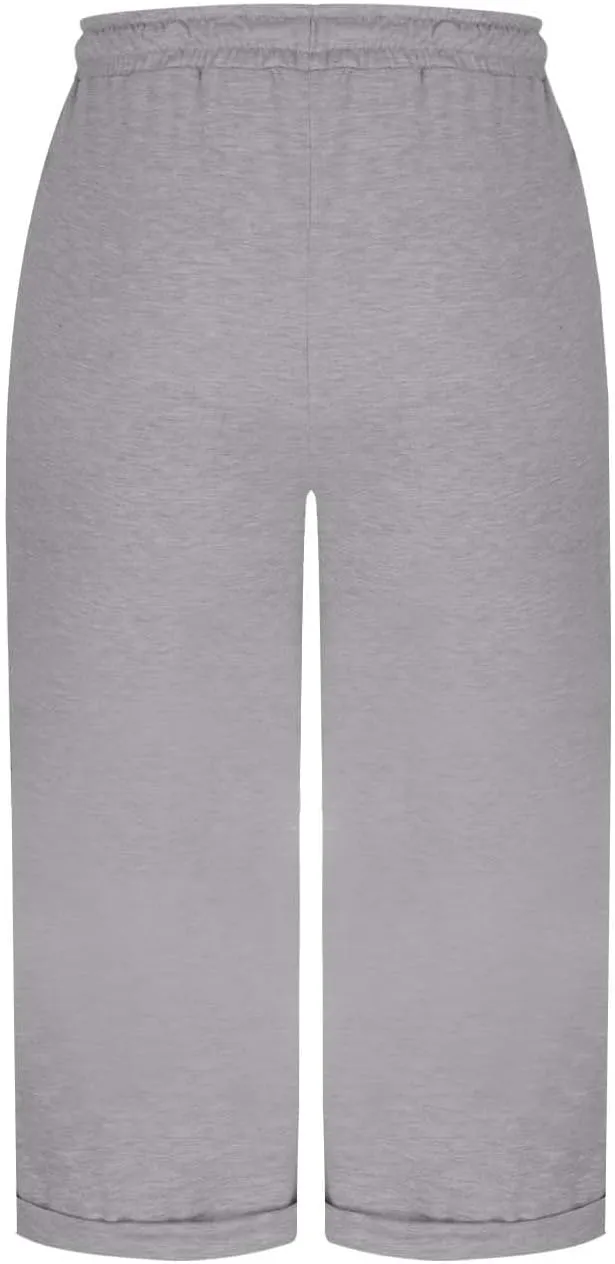 Capri Pants for Women Cotton Casual Summer Workout Beach Capris Drawstring High Waist Wide Leg Cropped Trousers