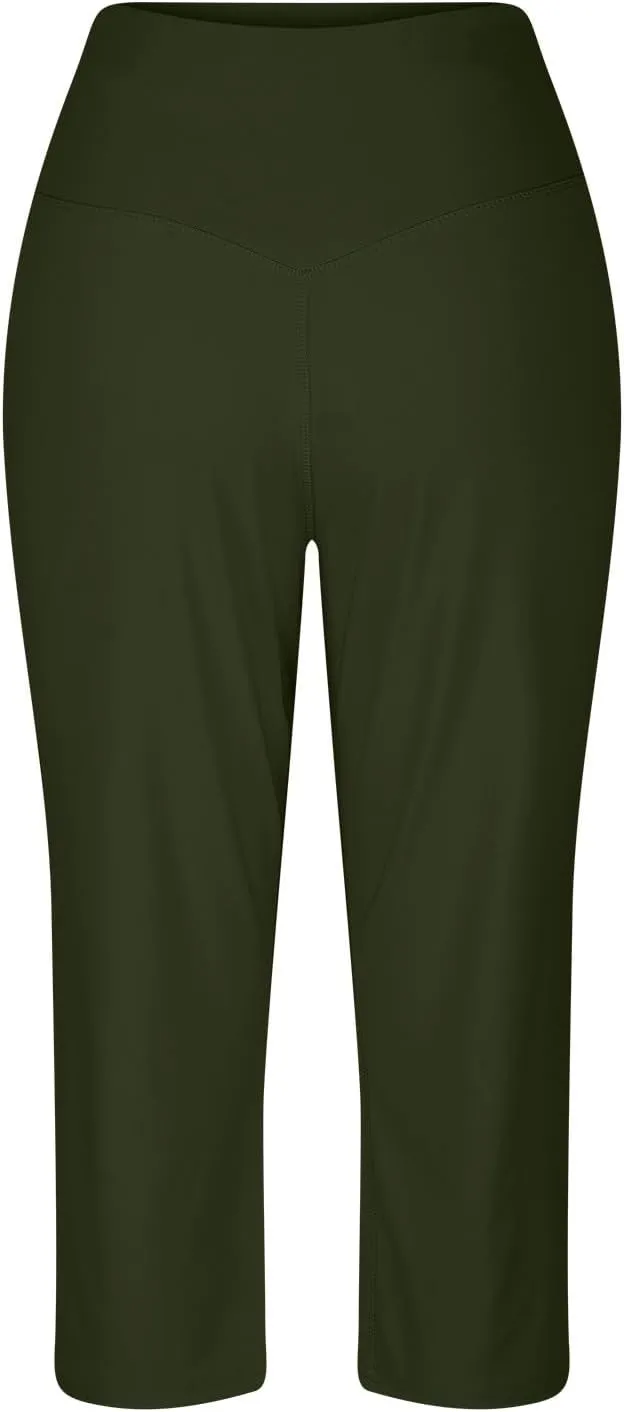 Capri Pants for Women, Tummy Control High Waist Capri Pants with Pockets