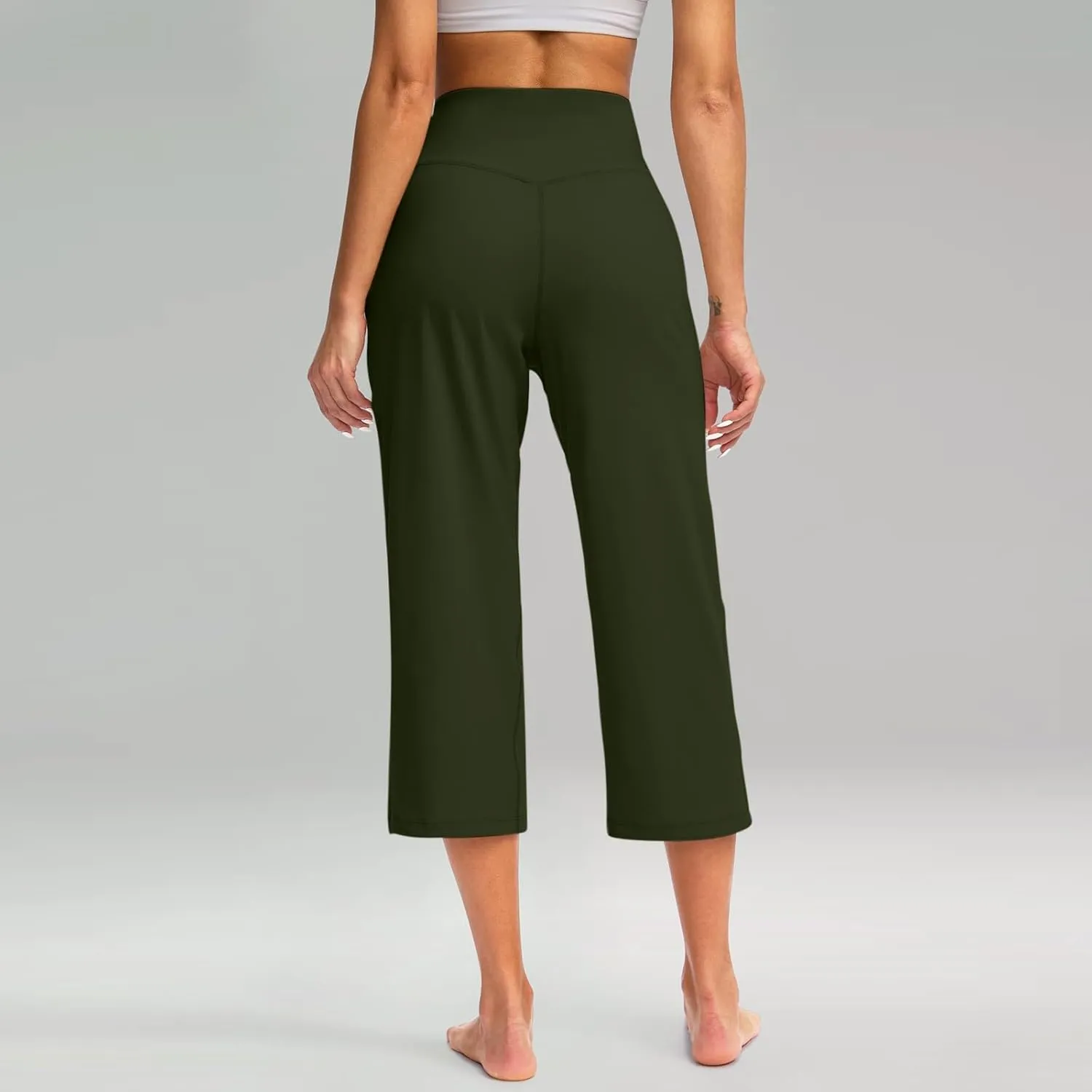 Capri Pants for Women, Tummy Control High Waist Capri Pants with Pockets