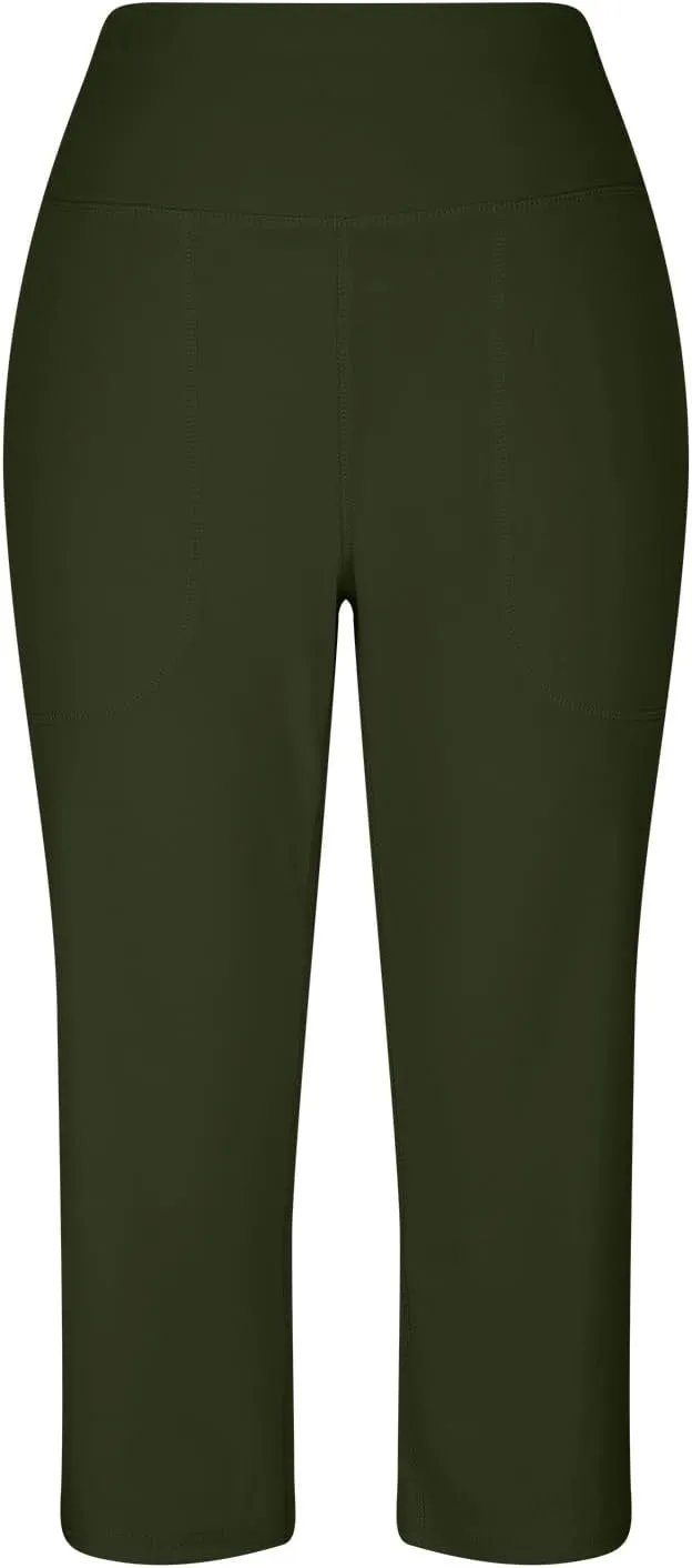 Capri Pants for Women, Tummy Control High Waist Capri Pants with Pockets
