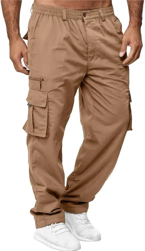 Cargo Pants for Men Big and Tall, for Men Elastic Waist Mens Sweatpants with Zipper Pockets Sweat Pants Men's Winter
