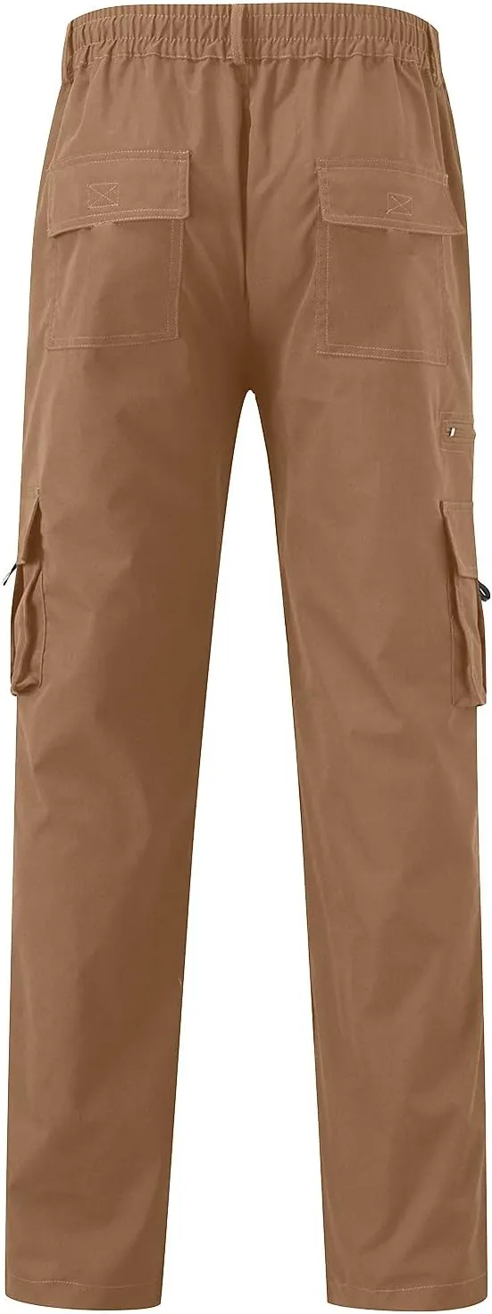 Cargo Pants for Men Big and Tall, for Men Elastic Waist Mens Sweatpants with Zipper Pockets Sweat Pants Men's Winter