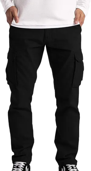 Cargo Pants for Men Big and Tall Men's Heavyweight Fleece Cargo Sweatpants Men's Jogger Pants Drawstring Gym Running