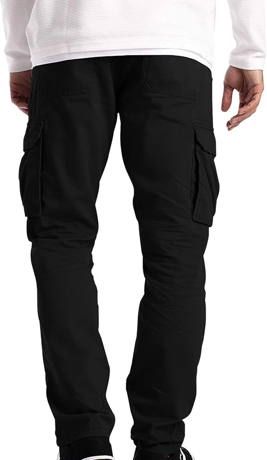 Cargo Pants for Men Big and Tall Men's Heavyweight Fleece Cargo Sweatpants Men's Jogger Pants Drawstring Gym Running