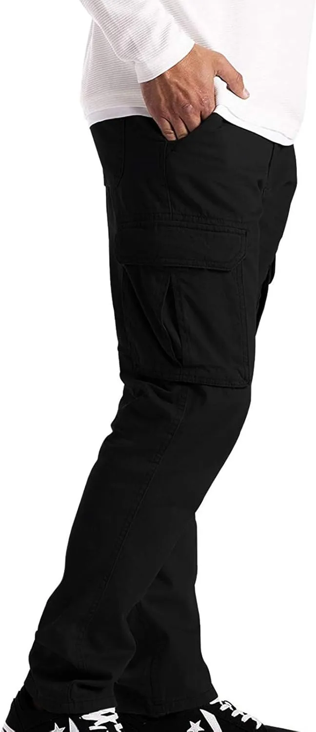 Cargo Pants for Men Big and Tall Men's Heavyweight Fleece Cargo Sweatpants Men's Jogger Pants Drawstring Gym Running