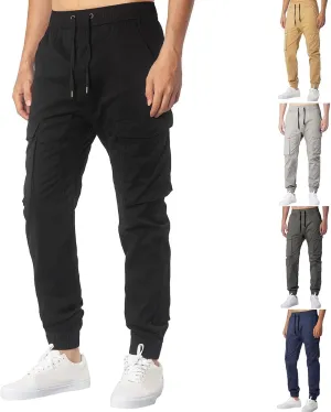 Cargo Pants for Men Big and Tall, Sports Outdoor Trousers Mens Sweatpants with Zipper Fly Tapered Gym Running Workout