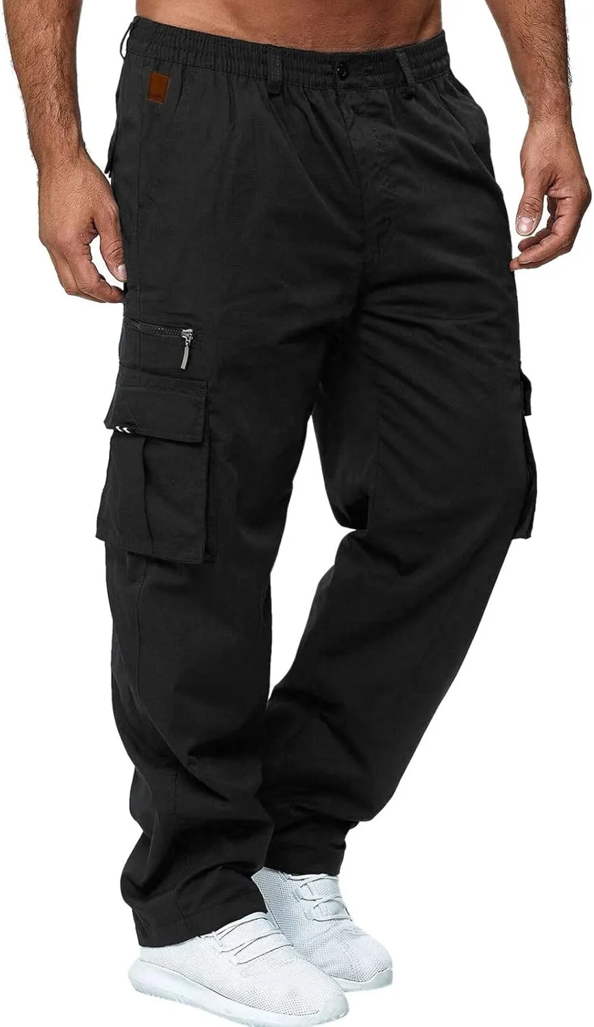 Cargo Pants for Men Big and Tall Work Trousers Fleece Cotton Sweatpants Lounge Pants Mens Gym Jogging Bottoms Tapered