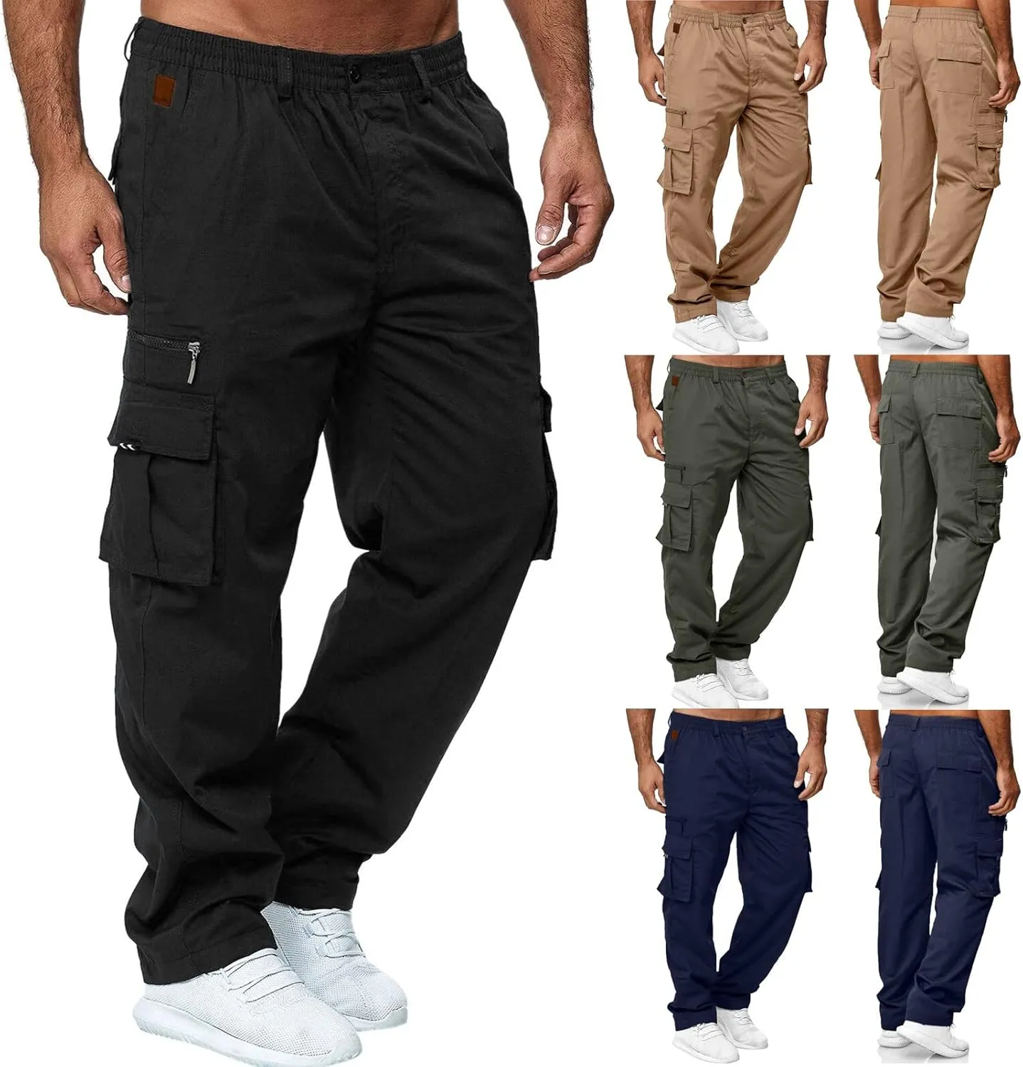 Cargo Pants for Men Big and Tall Work Trousers Fleece Cotton Sweatpants Lounge Pants Mens Gym Jogging Bottoms Tapered