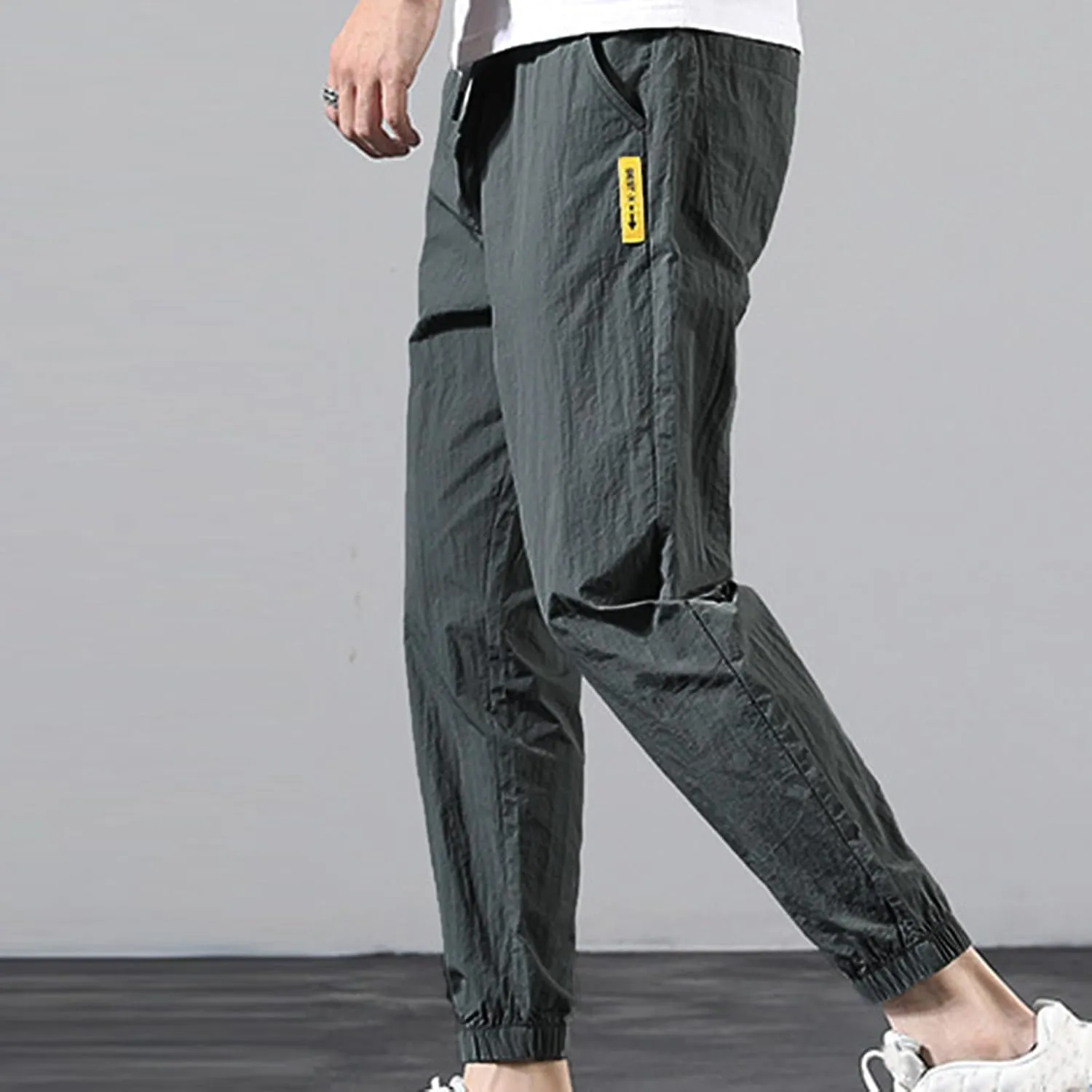 Cargo Pants for Men Cotton Linen Wild Workout Joggers Tapered Leg Work Sweatpants for Men with Pockets Hiking Trousers