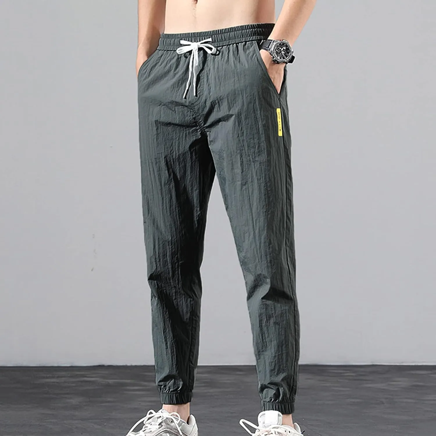 Cargo Pants for Men Cotton Linen Wild Workout Joggers Tapered Leg Work Sweatpants for Men with Pockets Hiking Trousers