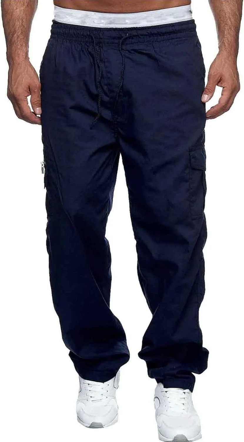 Cargo Pants for Men Work Pockets Mens Sweatpants Slim Fit Sports Active Joggers for Men Elastic Waist Mens Sweatpants