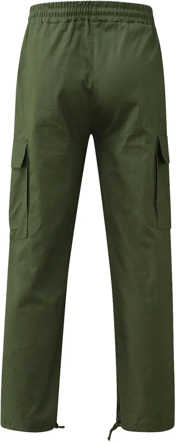 Cargo Sweatpants for Men Big and Tall Waist Plaid Casual Pants Gym Workout Athletic Pants Mens Outdoors Jogger Pants