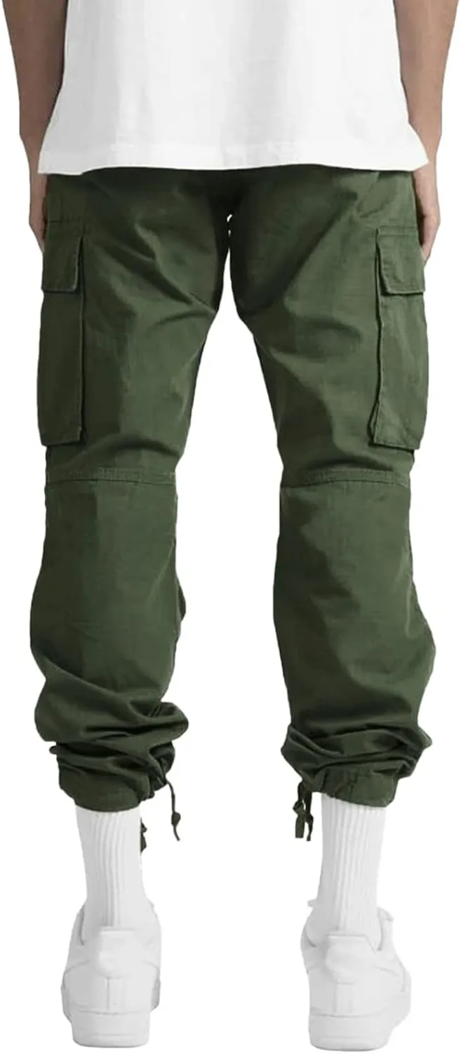 Cargo Sweatpants for Men Big and Tall Waist Plaid Casual Pants Gym Workout Athletic Pants Mens Outdoors Jogger Pants