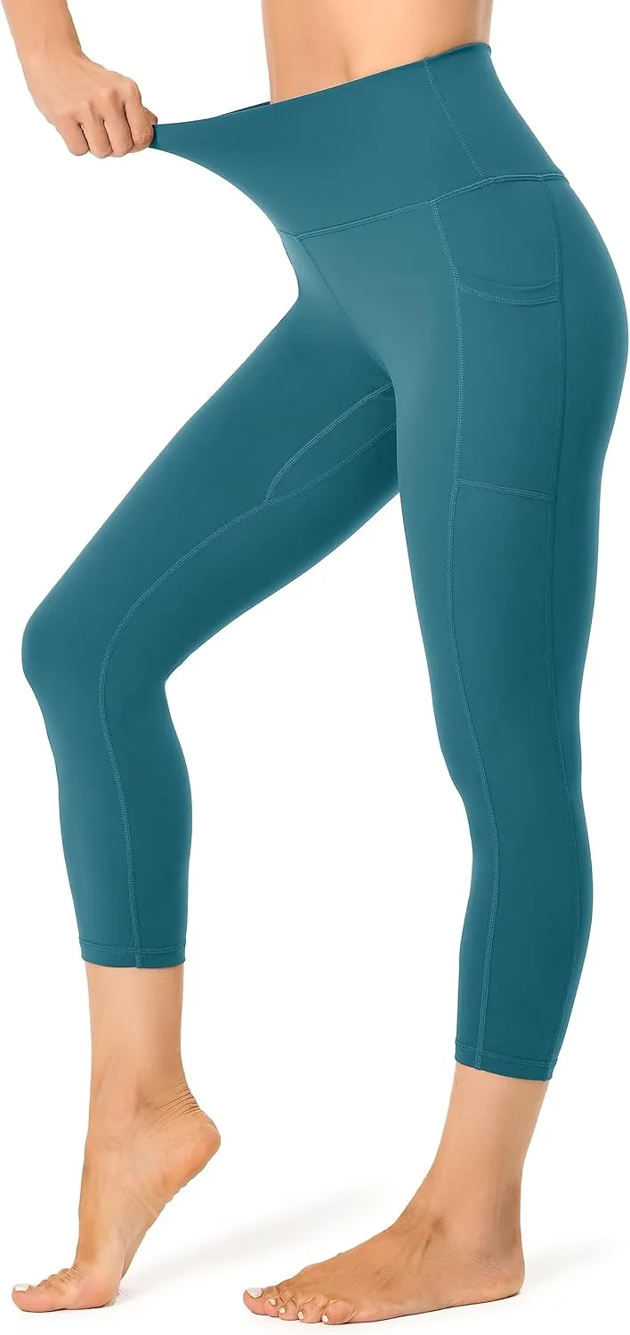 Colorfulkoala Women's High Waisted Yoga Capris 21" Inseam Leggings with Pockets