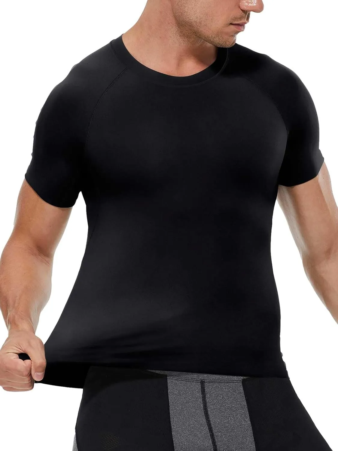Compression Shirt Men Short Sleeve Cool Dry Workout Gym T-Shirt Breathable Athletic Sports Undershirts Running Tops