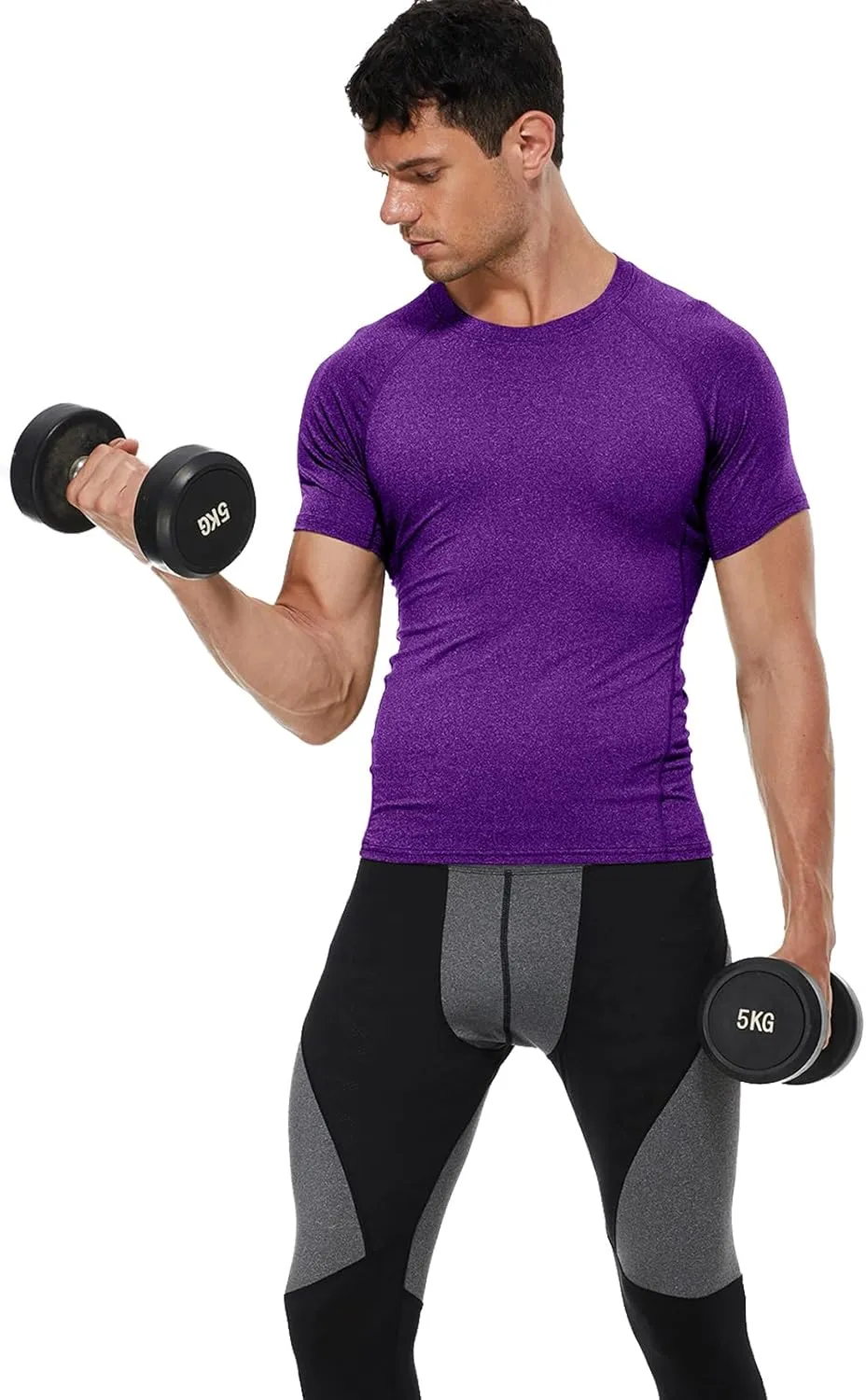 Compression Shirt Men Short Sleeve Cool Dry Workout Gym T-Shirt Breathable Athletic Sports Undershirts Running Tops