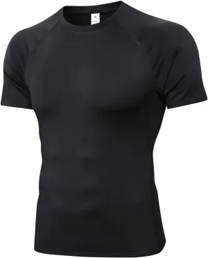 Compression Shirt Men Short Sleeve Cool Dry Workout Gym T-Shirt Breathable Athletic Sports Undershirts Running Tops