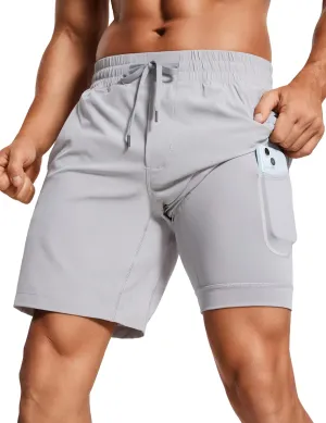 CRZ YOGA Men's 2 in 1 Running Shorts with Liner - 7'' Quick Dry for Workout Sports Athletic with Pockets
