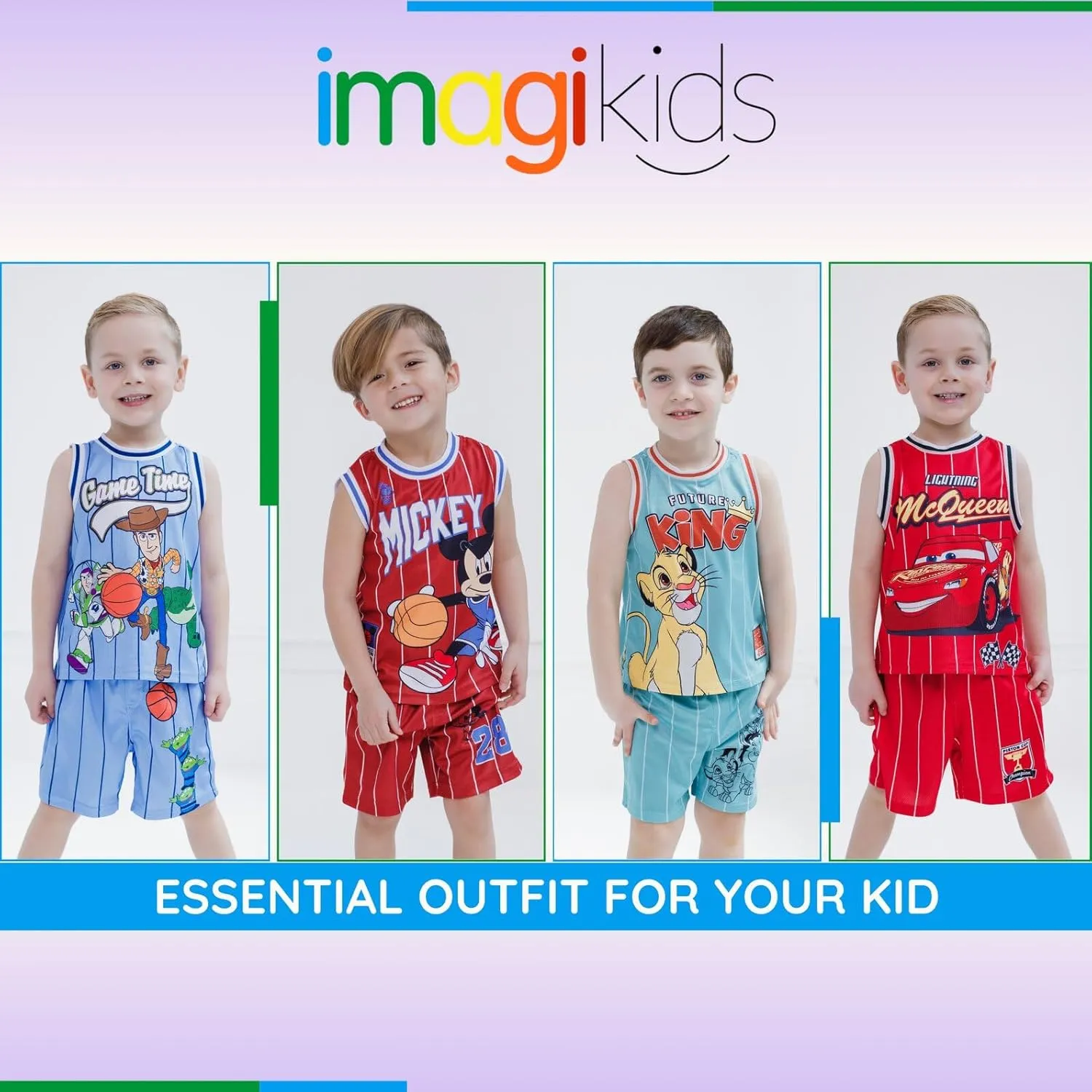 Disney Boys' Basketball Jersey & Shorts Set  Athletic Outfit for Toddlers & Big Kids (2T-10/12)