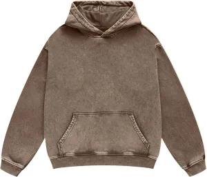FAIABLE Acid Wash Hoodie Oversized Vintage Hoodies Heavyweight Distress Washed Sweatshirts for Women Men Couple