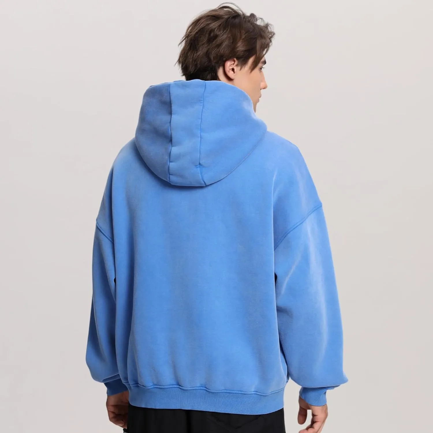 FAIABLE Mens Womens Double Zip Up Hoodie Oversized Acid Wash Hoodies Heavyweight Fleece Cotton Zipper Hoodie Vintage