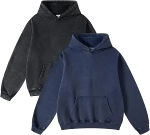 FAIABLE Womens 2 Pack Acid Wash Hoodie Oversized Vintage Hoodie Unisex Heavyweight Hoodie Distress Hoodies for Men Women