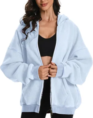 FAIABLE Womens Mens Zip Up Hoodie Oversized Acid Wash Hoodies Heavyweight Distress Cotton Fleece Zipper Hoodie Vintage