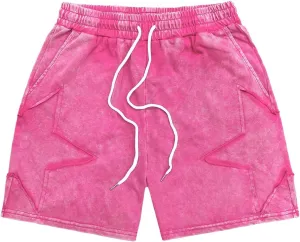Floerns Men's Star Print Drawstring Waist Summer Track Shorts with Pocket