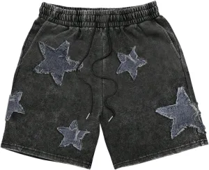 Floerns Men's Star Print Drawstring Waist Summer Track Shorts with Pocket