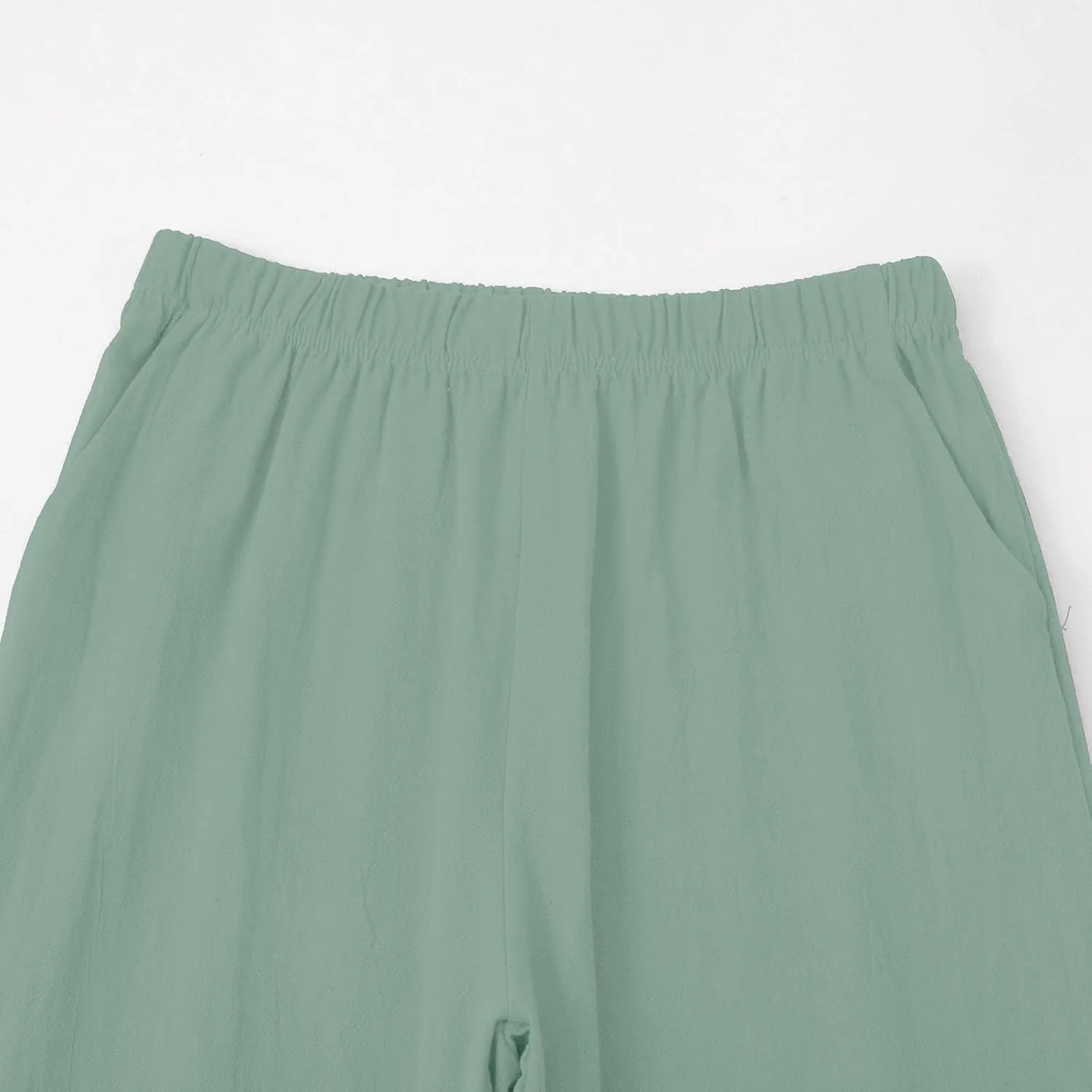 GIERIDUC Cotton Linen Pants Women Summer Boho Pants Lightweight Hight Waist Linen Vacation Beach Pants Pockets Resort Wear