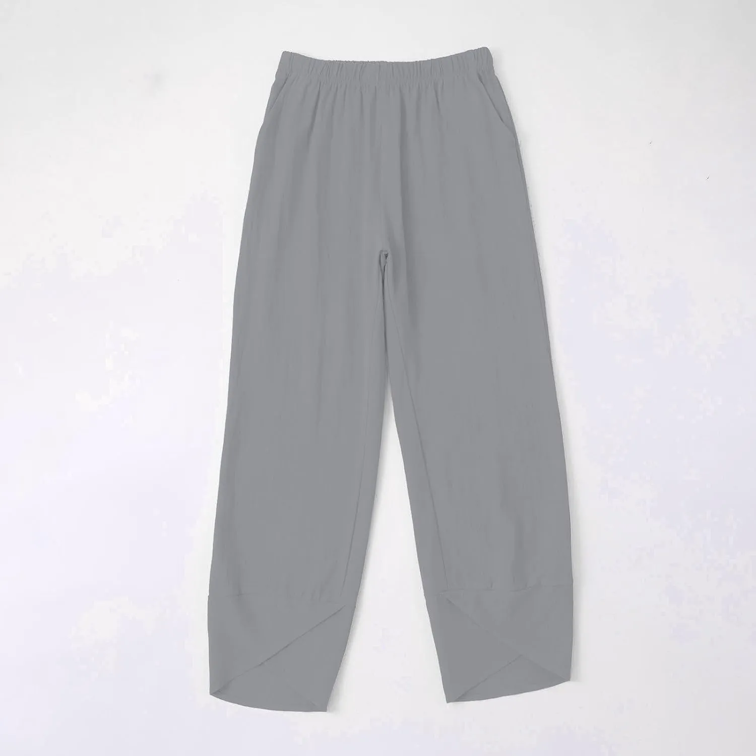 GIERIDUC Cotton Linen Pants Women Summer Boho Pants Lightweight Hight Waist Linen Vacation Beach Pants Pockets Resort Wear